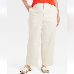 Women's High-Rise Straight Ankle Chino Pants - A New Day Off- White 17